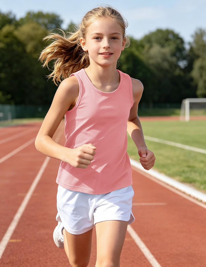 Girls Tank Tops 3 Pack Athletic Quick Dry UPF 50+ Racerback Tops