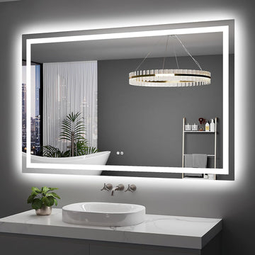 LED Bathroom Mirror 55"x36" Inch Lighted Bathroom Vanity Mirror with Lights, Large, Brighter Frontlit and Backlit