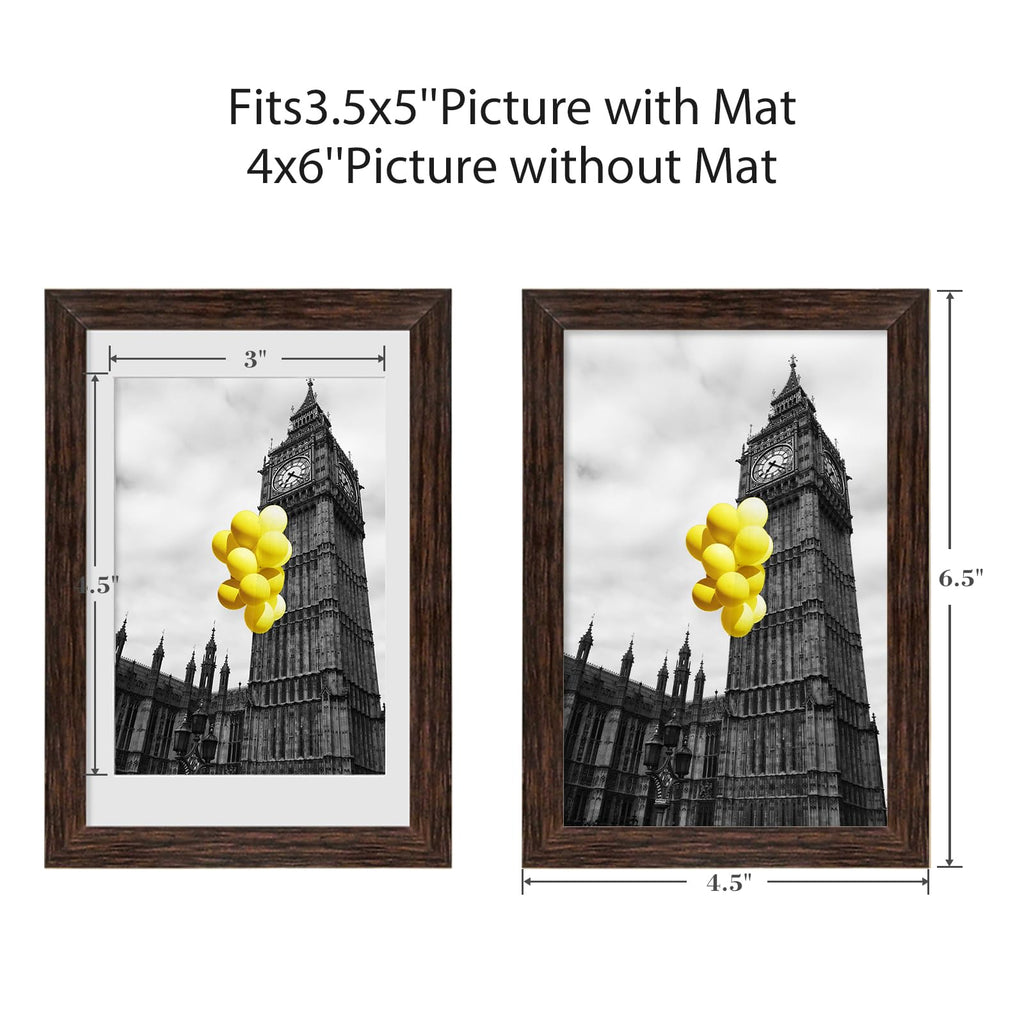 4x6 Picture Frame Set of 9, Display Pictures 3.5x5 with Mat or 4x6 without Mat, Multi Collage Gallery Square Photo