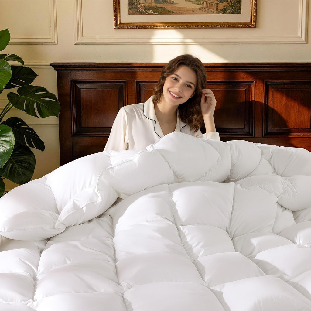 Goose Down Comforter Oversize King Size, 600 TC Cotton Cover