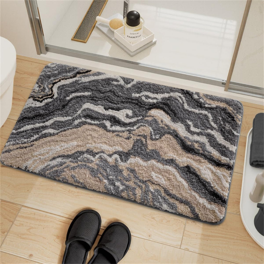 Luxurious Nordic Bathroom Rug, Extra Soft Fluffy Bath Mat, Absorbent, Non-Slip, Easy to Care and Fast Drying, Modern