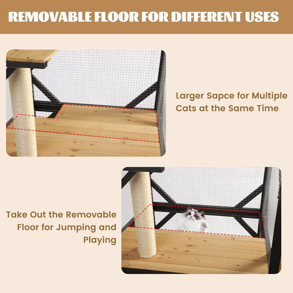 71" Catio Cat Enclosure Window, Large Cat House for Multiple Cats