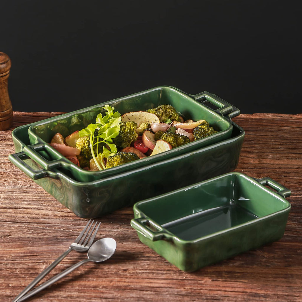 Ceramic Bakeware Set, Porcelain Rectangular Baking Dish, Baking Pan Lasagna Pans Casserole Dish Set for Cooking
