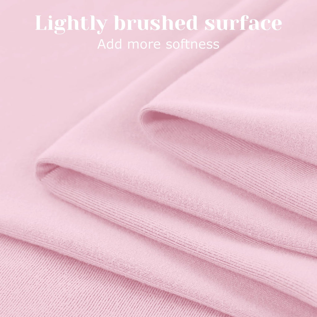 Jersey Knit Queen Sheet Set 6 Pieces, Stretch Super Soft and Wrinkle-Free Bed Sheets, Spandex Blend with 18-inch Deep
