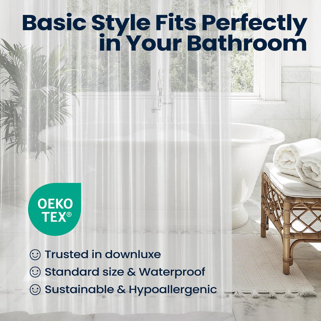 Shower Curtain Liner, PEVA Plastic Shower Liner with 3 Magnets, 72" x 72" Waterproof Bathroom Curtain, Heavy Clear, 3