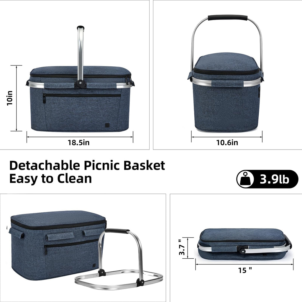 Basket, 2 Ice Boxes, 32L Insulated Cooler Foldable, Thick