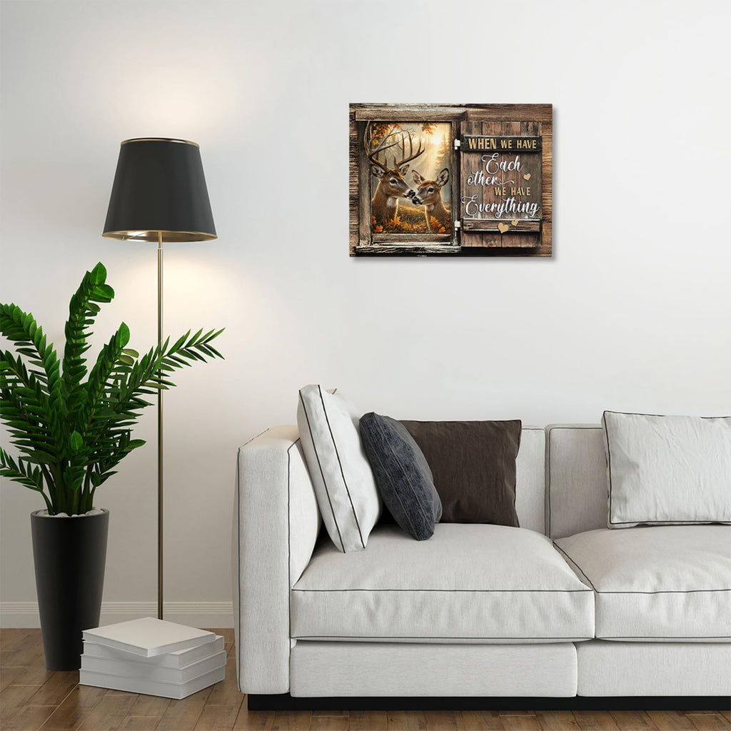 Farmhouse Deer Couple Decor Wall Art, Rustic Country Pictures 20"x24"