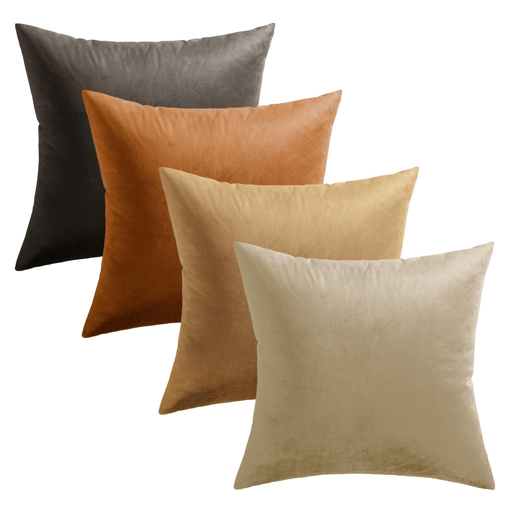 Velvet Throw Pillow Covers 18x18 Set of 4, Sand Gradient