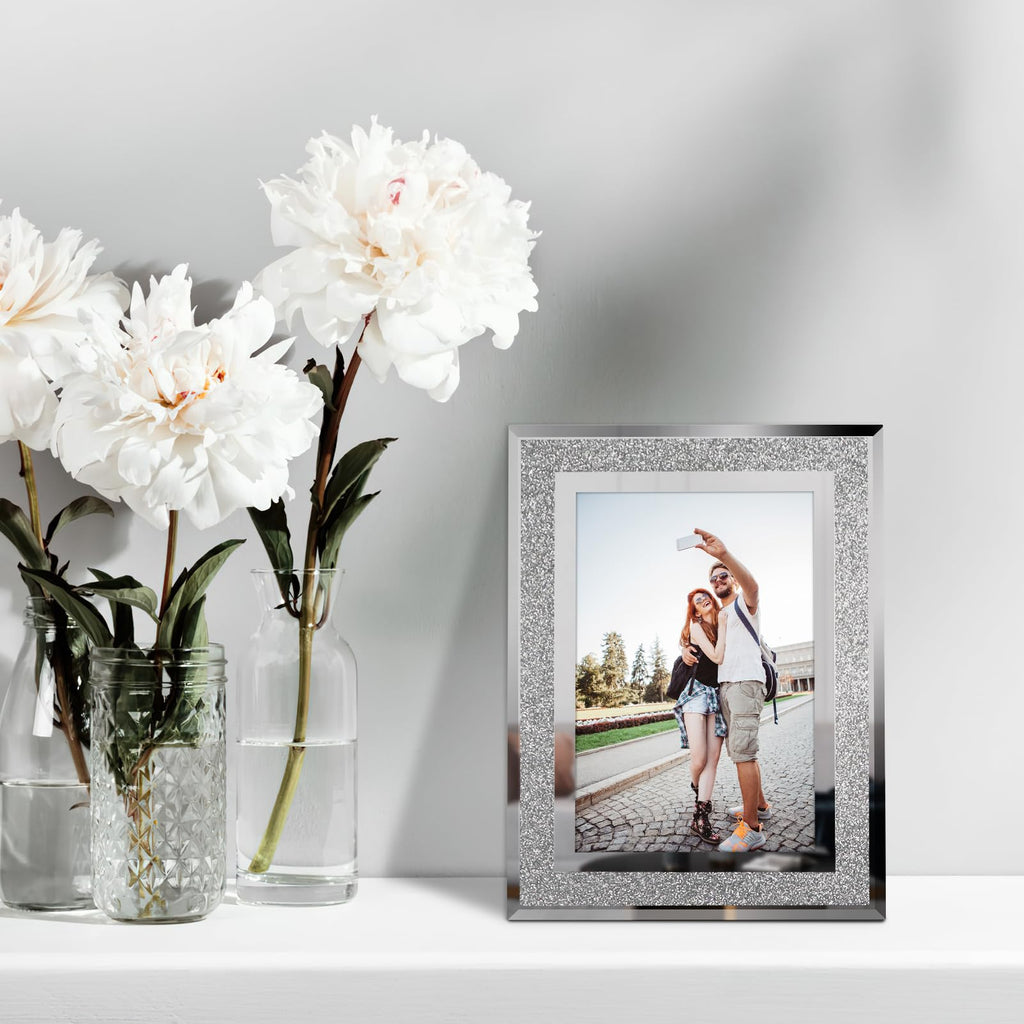 12 Pack 4x6 Picture Frame, Sparkle Glass Photo Frames 4 by 6 for Tabletop, Horizontally or Vertically