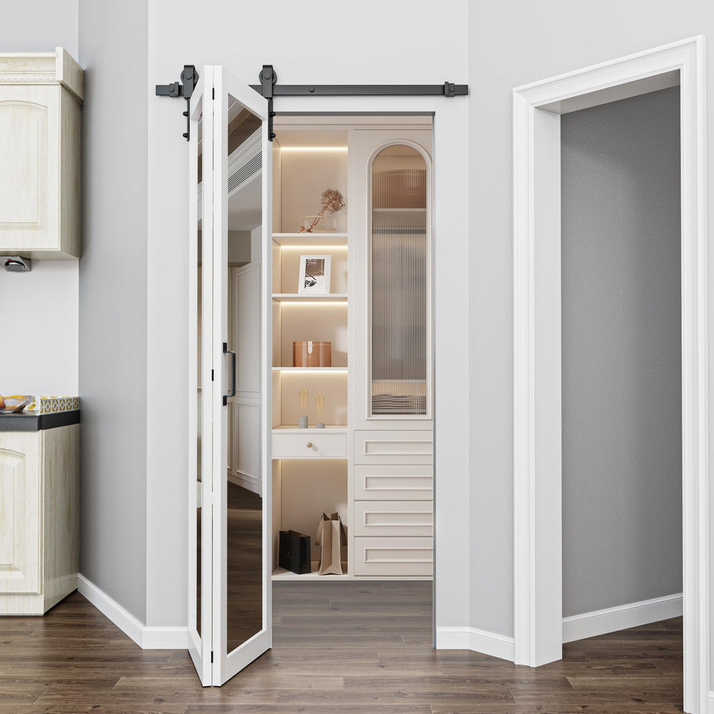 25"x84" Full Mirror Bi-Fold Barn Door and Hardware Included, Pre-Assembled