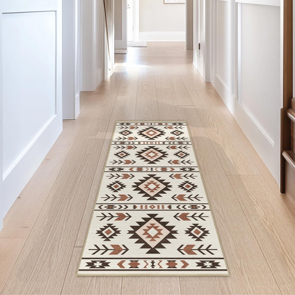 Western Runner Rug Kitchen Bedroom, Southwestern Aztec Tribal Runner Rugs Southwest Navajo Machine Washable Rug