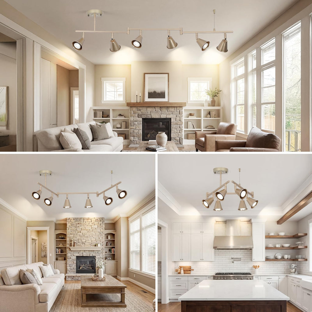 Modern Track Lighting Fixtures Ceiling, Flexible Foldable Arm and Rotatable Light Head, Champagne Gold
