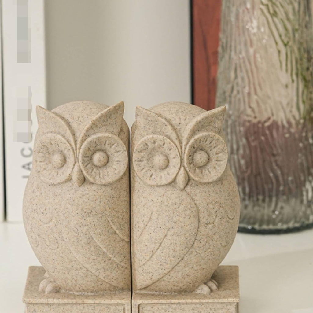 Bookends Sculptural Bookends with Rectangular Base Compact Bookend Holder for Readers, Bookshelf, Desk, Beige