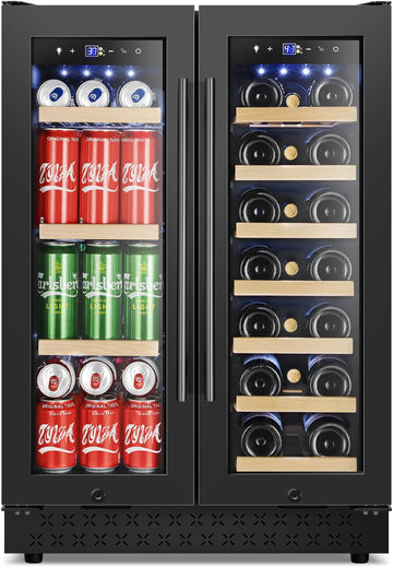 24 Inch Wine and Beverage Refrigerator, Dual Zone Wine Beverage Cooler 24" with 