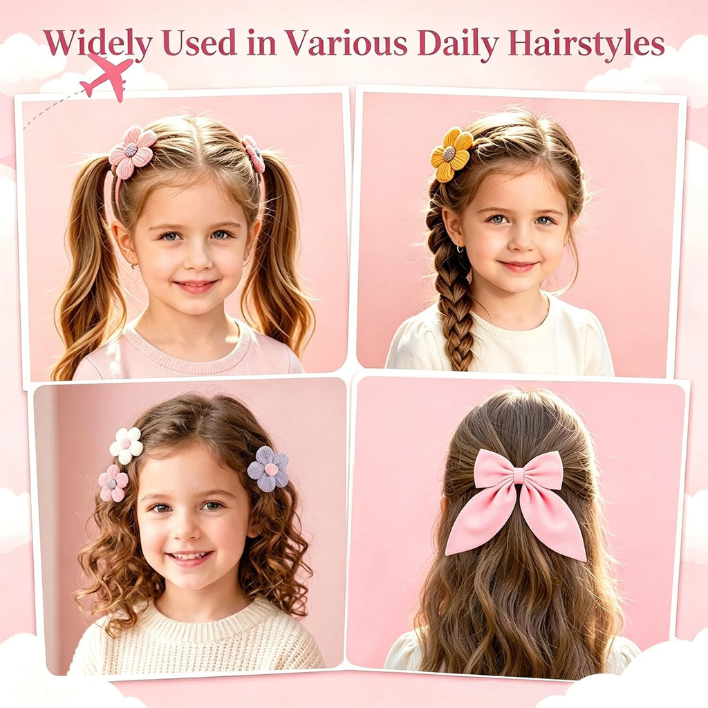 15PCS Hair Bows for Girls, Bright Colors Flower with Alligator Hair Clips, Girl Hair Accessories Set for Kids Toddler