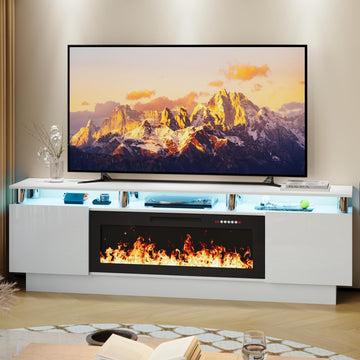 70" Fireplace TV Stand for TVs up to 80", White