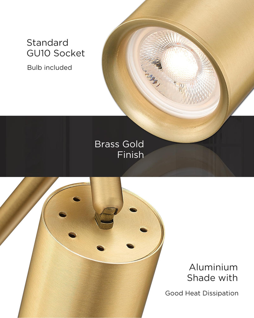 53" Track Lighting Fixtures Ceiling, 3000K LED Track Light Ceiling, Bulb Included, Brushed Gold Finish, GU10 Base
