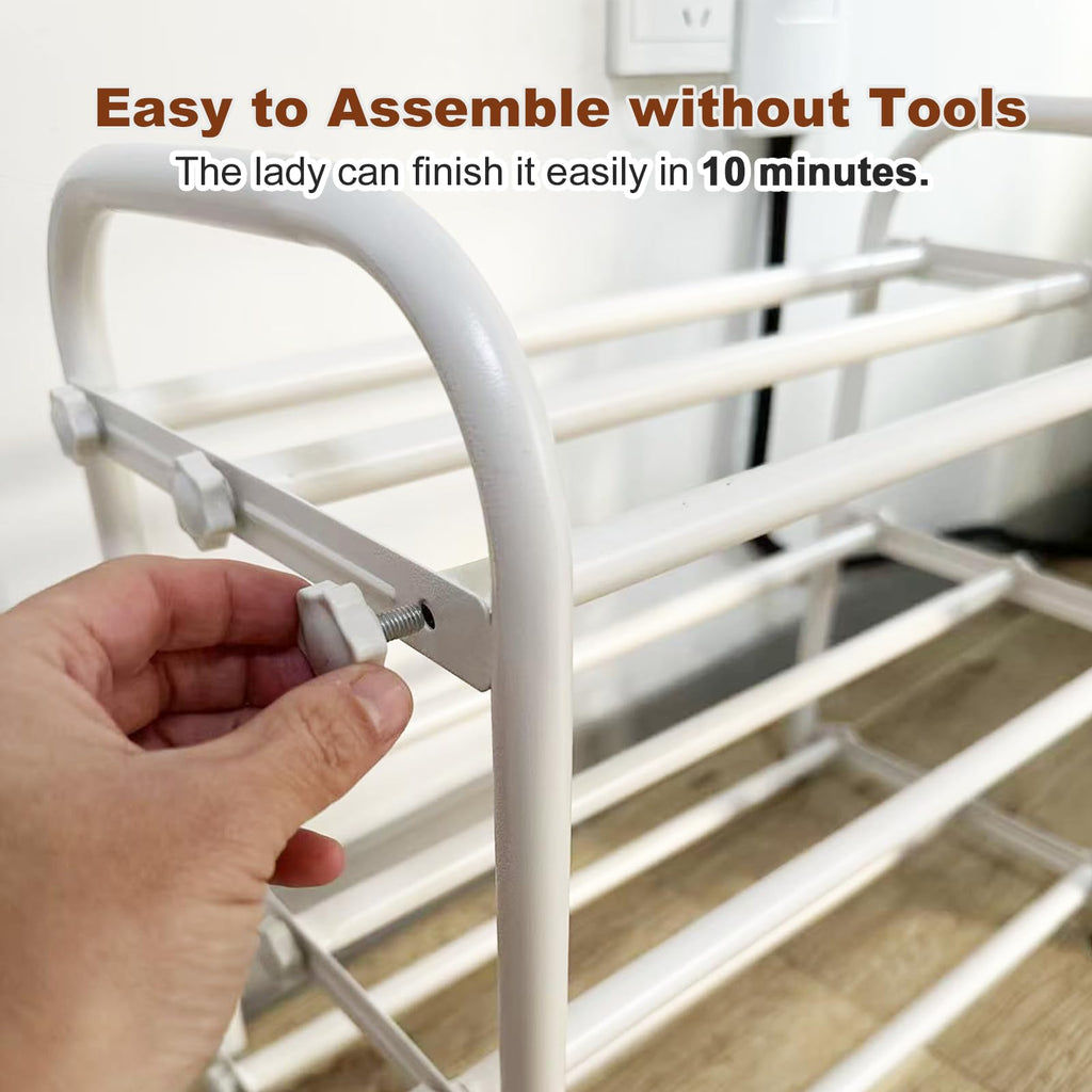 4-Tier Expandable Shoe Rack, Heavy-Duty Metal Organizer for Closet Entryway