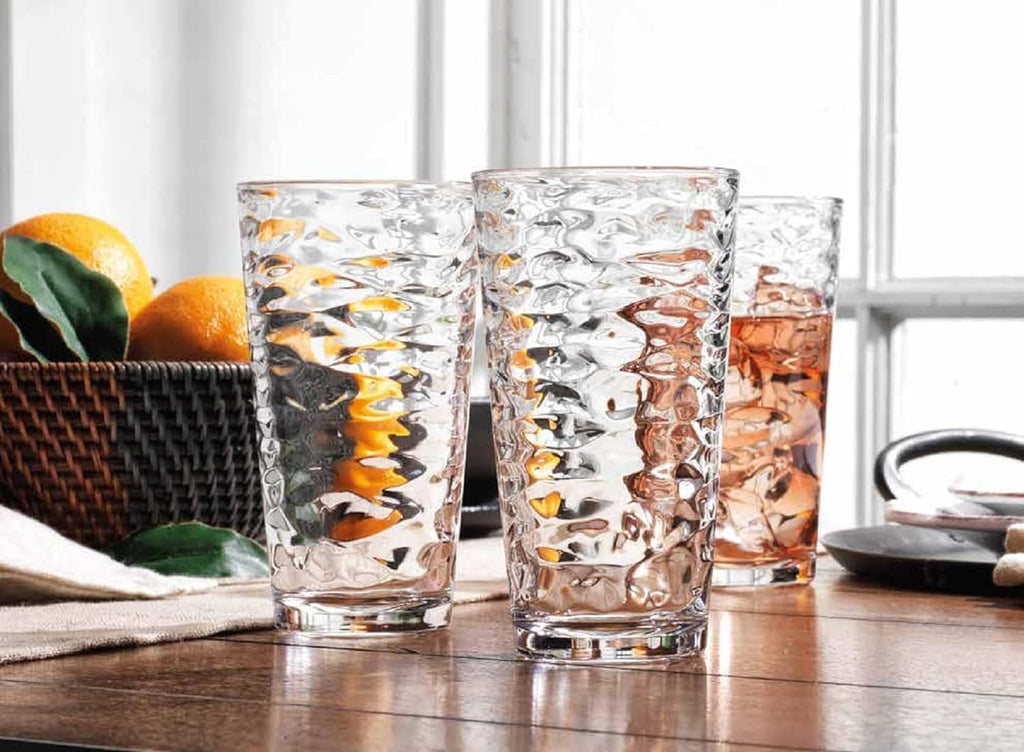 Drinking Glasses Set of 4 Highball Glass Cups, 17 Oz. Basic Cooler Glassware, ideal for Water, Juice, Cocktails, Iced