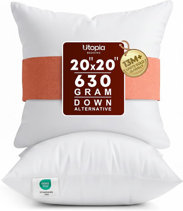 20x20 Pillow Inserts, White Throw Pillows for Couch, 2 Pack - Set of 2