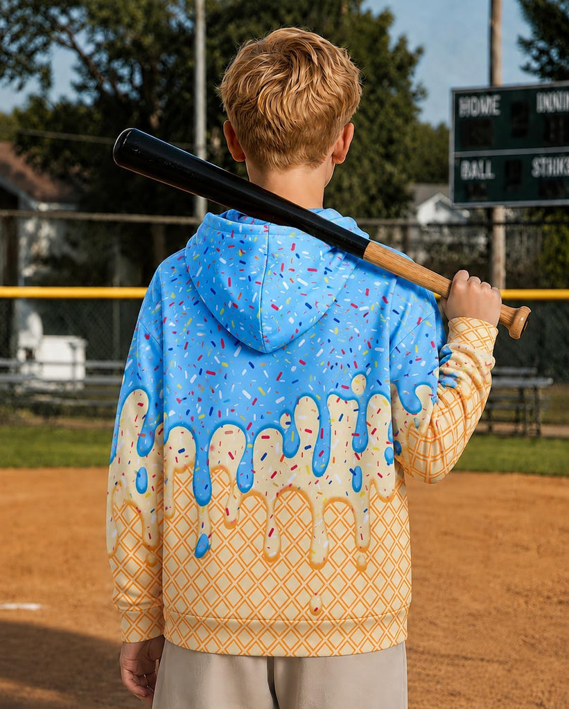 Boys Hoodies Ice Cream Baseball Pullover Sweatshirts