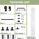 24"x 84" Bifold Barn Door, Bifold Sliding Barn Doors with 2.33FT Hardware Kit Included, Primed Doors