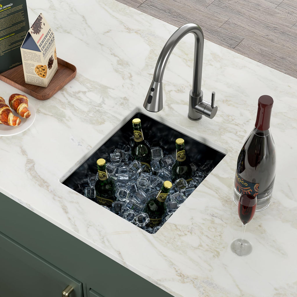 15x17 Inch Undermount Bar Sink Gunmetal Black
