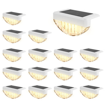 16 Pack Solar Deck Lights Outdoor, Warm White LED Solar Step Lights for Outside, Waterproof Fence Light, Deck