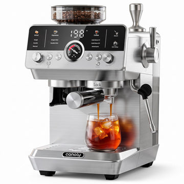 Fast Cold Brew Espresso Machine with Grinder, Capsule Handle, Silver