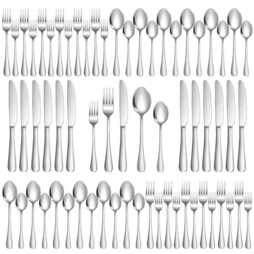 60-Piece Silverware Set for 12, Food Grade Stainless Steel Flatware Set, Mirror Polished Cutlery Utensil Set with
