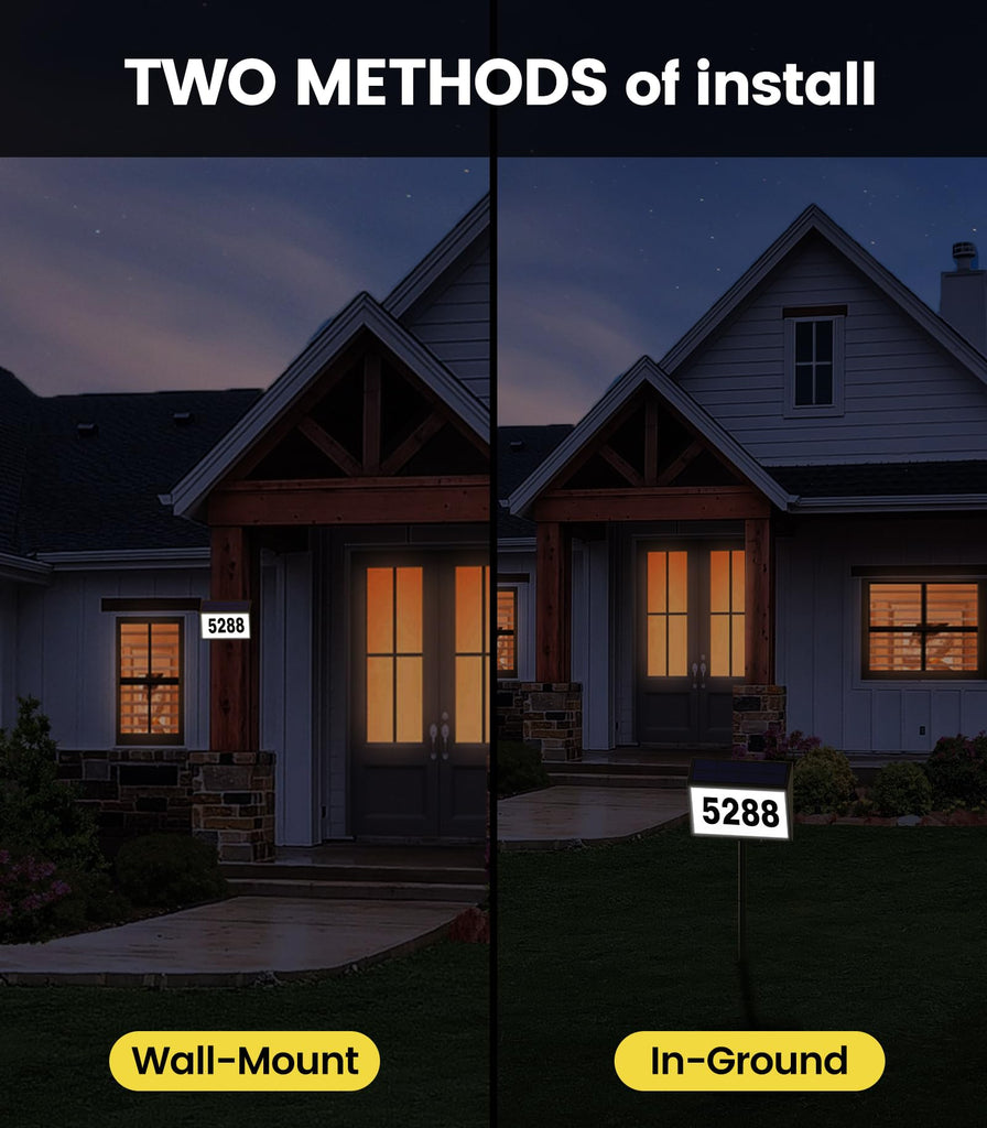 Solar Address Sign, House Numbers for Outside, LED Address Plaque