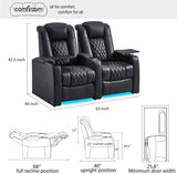 Top Grain Leather Home Theater Seating Seats