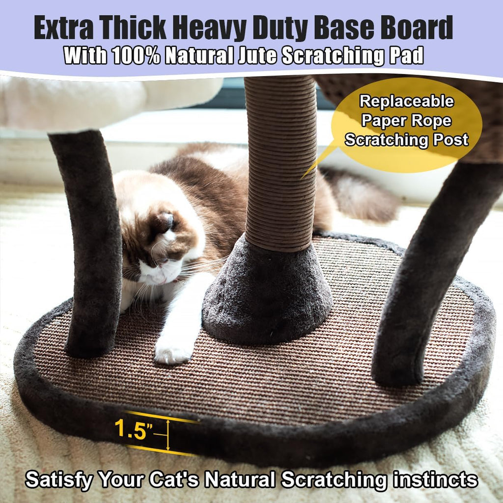 Floral Large Cat Tree with Handcrafted Basket Beds & Flower Perches
