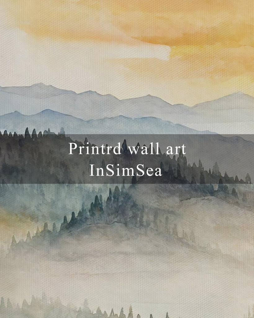 Square Framed Canvas Wall Art, Farmhouse Nature Scenery Quiet Forest Awakening Wall Art Prints, Autumn Fall Classical