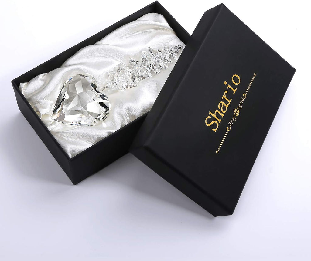 45mm Clear Glass Heart Crystal Ball Prism Pendant, Suncatcher for Windows, Outdoor Garden Hanging Décor