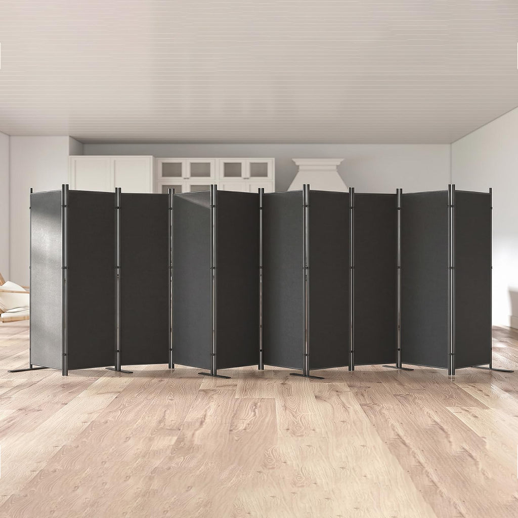 10-Panel 6 ft Tall Indoor Folding Room Divider, Dark Grey