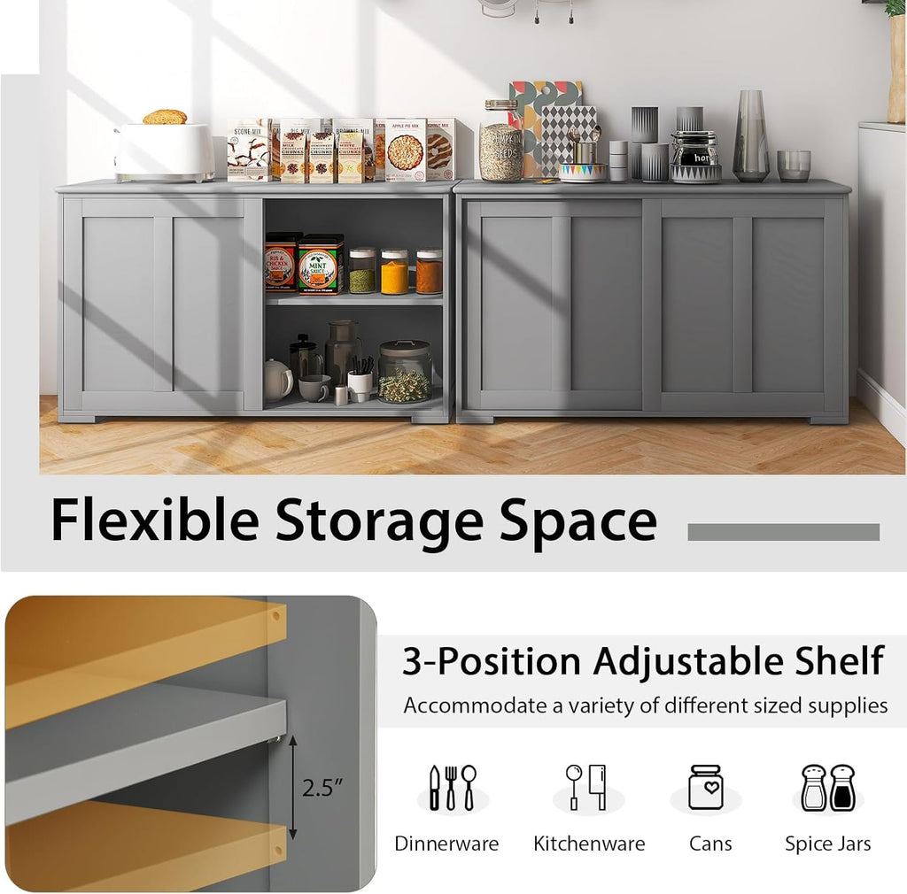 Sideboard Buffet Cabinet with Adjustable Shelves, Modern Storage Cabinet with Sliding Doors, Buffet Table, Farmhouse