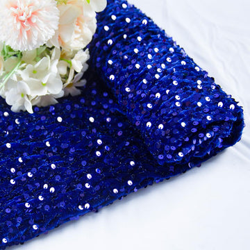 Sequin Fabric Royal Blue Velvet Sequin Fabric By The Yard Glitter Blue Fabric Sparkly Bling Bling Fabric with 5mm