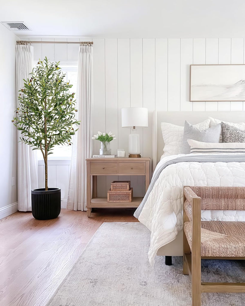 6FT Artificial Olive Tree - Indoor Tall Faux Olive Trees with Planter&Basket, Large Fake Olive Silk Tree Realistic