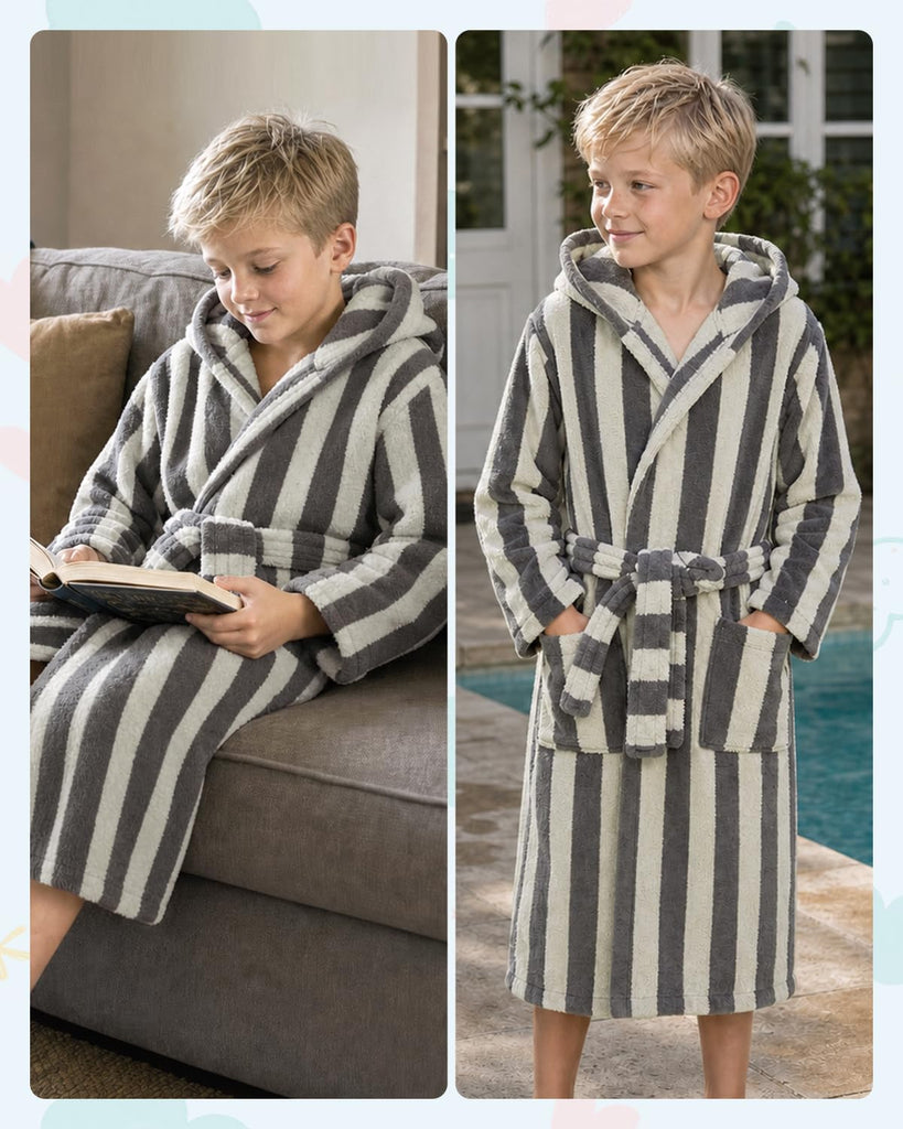 Boys Girls Hooded Robes, Soft Fleece Super Absorbent Kids Bathrobe