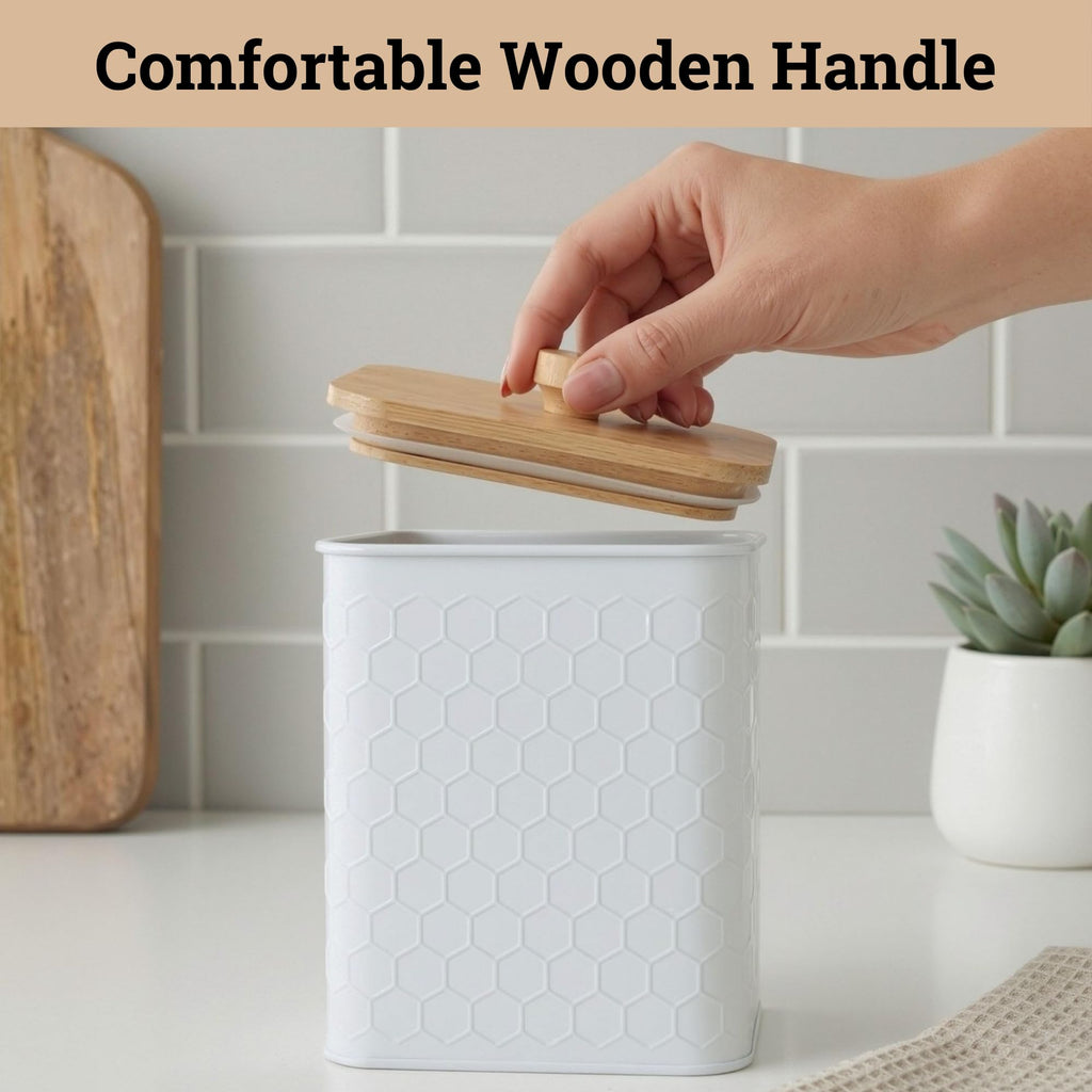 Kitchen Canisters for Countertop Set of 4 w/Airtight Easy Open Bamboo Lids