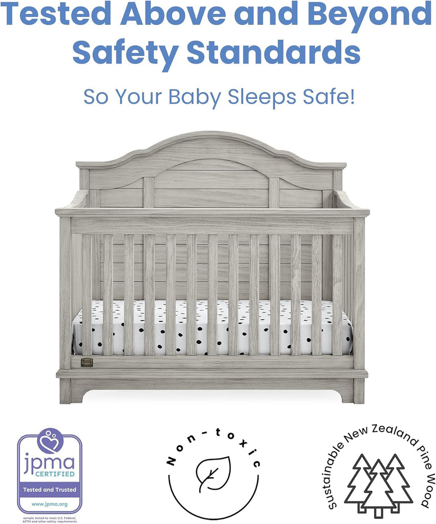 Asher Crib and Dresser Nursery Furniture - 6-in-1 Convertible Crib with Toddler Rail | Fully Assembled 6 Drawer