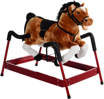 Spring Rocking Horse Durable Plush for Toddlers with Realistic Sounds