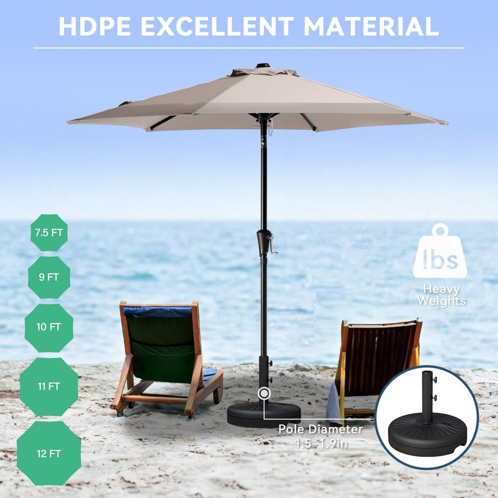 82lb Capacity Outdoor Umbrella Base Water Filled Stand, Patio Umbrella Base Stand