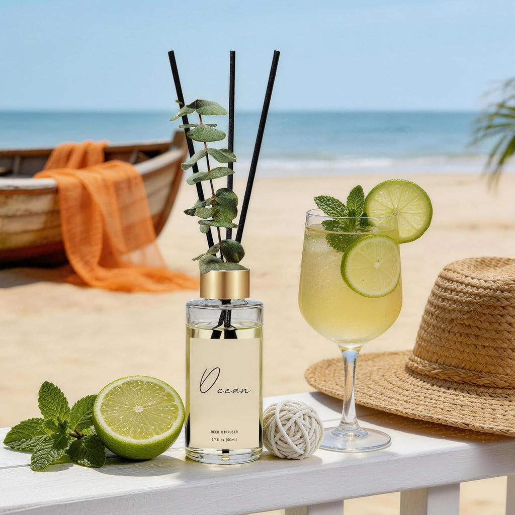 Reed Diffuser, Eucalyptus, Linen, Ocean Oil Diffusers with Sticks - Set of 3