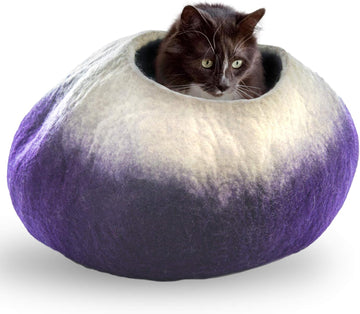 Premium Wool Cat Cave Bed (Large) | with 100% Natural Merino Wool | Eco Friendly Felt Cat Cave for Cats and Kittens