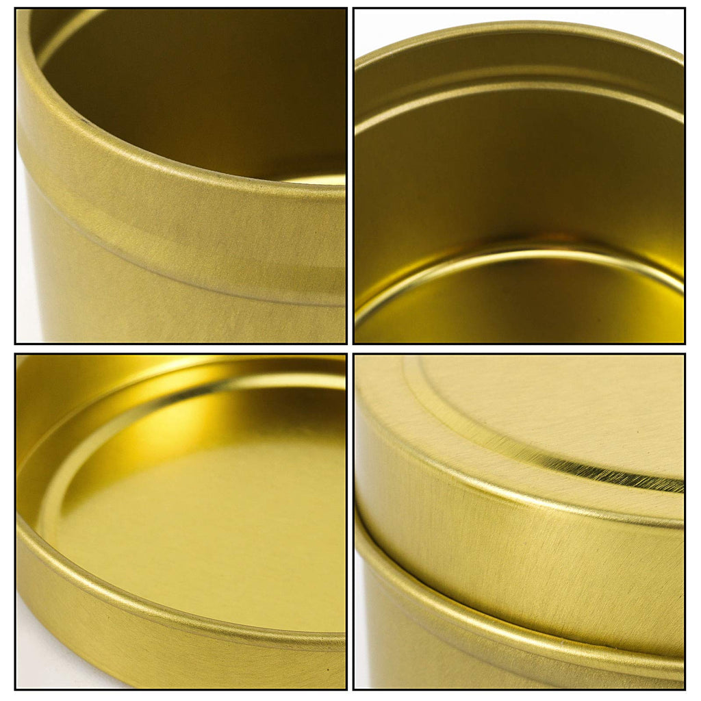 48 Pack 4oz Gold Metal Candle Jars with Lids