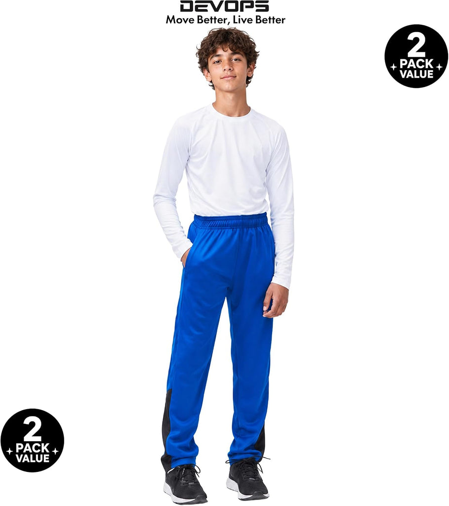 2 Pack Boys Athletic Pants Lightweight Active Track Pants with Pockets