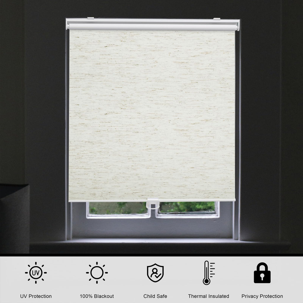 Blackout Cordless Roller Shades Blinds, Linen Beige