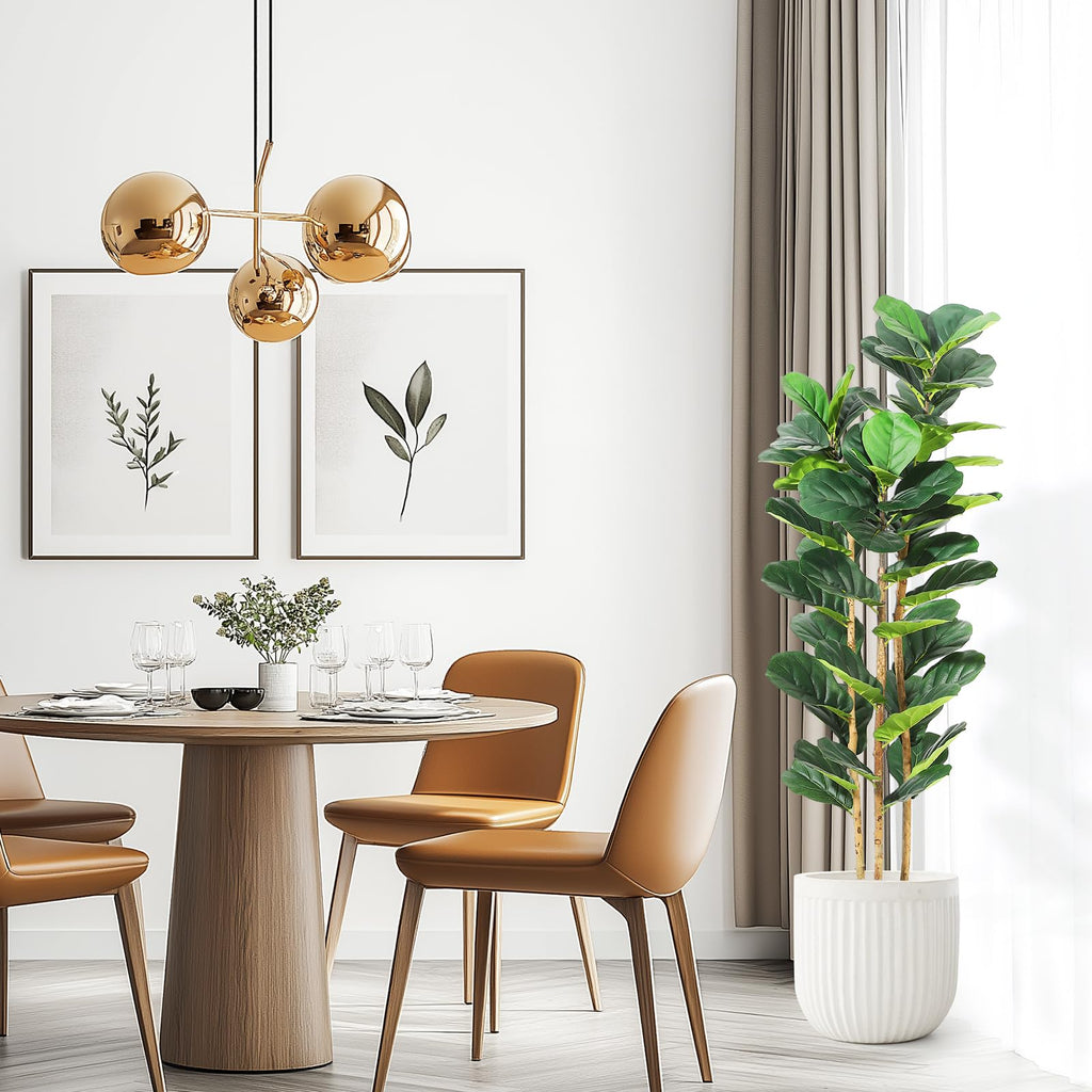 Artificial Fiddle Leaf Fig Tree with White Planter - 5 ft